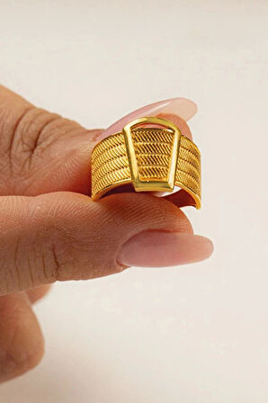 14 Ayar Yaldız Rengi Hasır Altın Yüzük