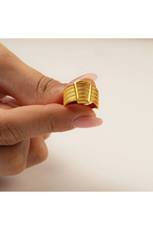 14 Ayar Yaldız Rengi Hasır Altın Yüzük