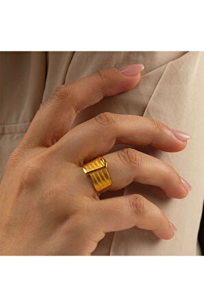 14 Ayar Yaldız Rengi Hasır Altın Yüzük