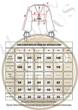 Müslin Uzun Kol Crop -1080