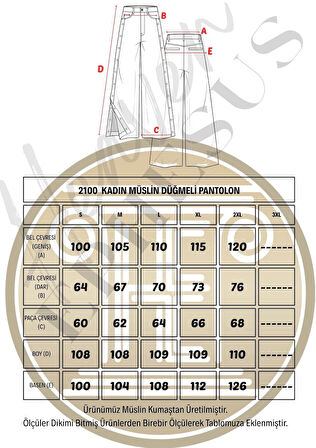 Müslin Düğmeli Pantalon - 2100