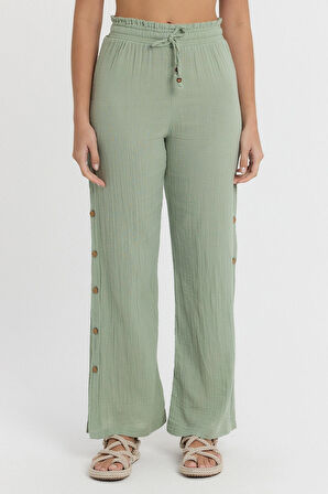 Müslin Düğmeli Pantalon - 2100