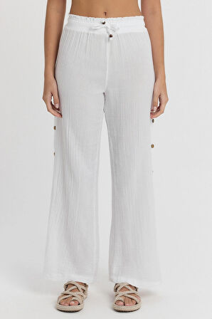 Müslin Düğmeli Pantalon - 2100