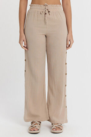 Müslin Düğmeli Pantalon - 2100