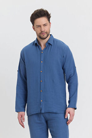 Müslin Yakalı Uzun Kol Gömlek - 4030