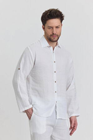 Müslin Yakalı Uzun Kol Gömlek - 4030