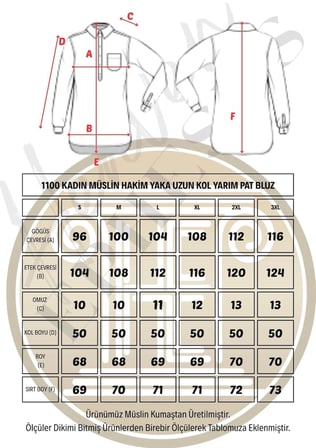 Müslin Hakim Yaka U.Kol Bluz -1100