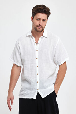 Müslin Yakalı Kısa Kol Gömlek - 4040