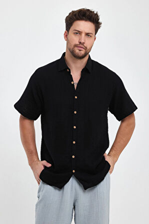 Müslin Yakalı Kısa Kol Gömlek - 4040