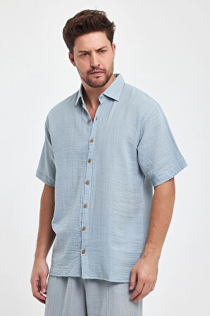 Müslin Yakalı Kısa Kol Gömlek - 4040