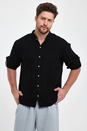 Müslin Hakim Yaka Uzun Kol Gömle- 4050