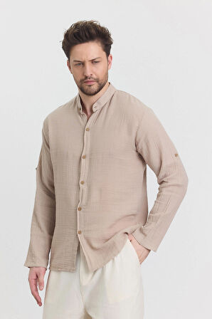 Müslin Hakim Yaka Uzun Kol Gömle- 4050