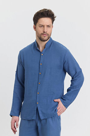 Müslin Hakim Yaka Uzun Kol Gömle- 4050