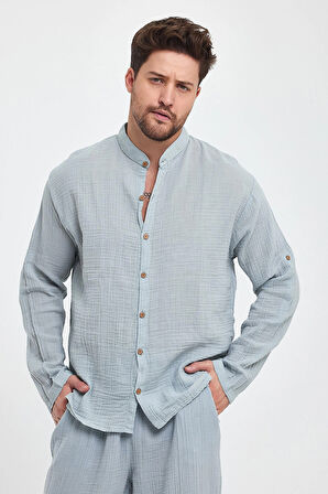 Müslin Hakim Yaka Uzun Kol Gömle- 4050