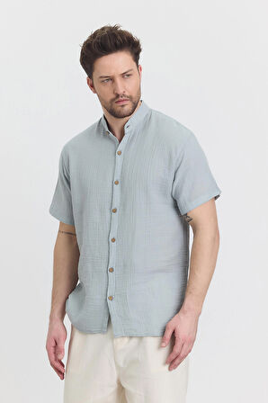 Müslin Hakim Yaka Kısa Kol Gömlek - 4080 