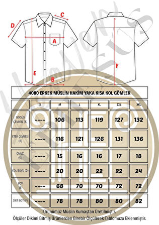 Müslin Hakim Yaka Kısa Kol Gömlek - 4080 