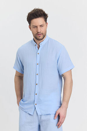 Müslin Hakim Yaka Kısa Kol Gömlek - 4080 