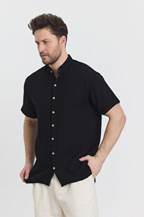 Müslin Hakim Yaka Kısa Kol Gömlek - 4080 