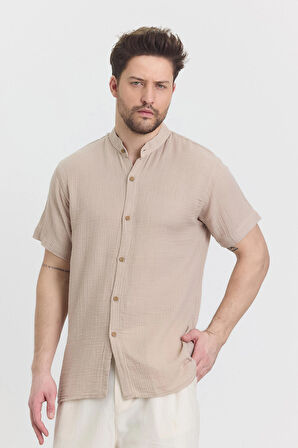 Müslin Hakim Yaka Kısa Kol Gömlek - 4080 