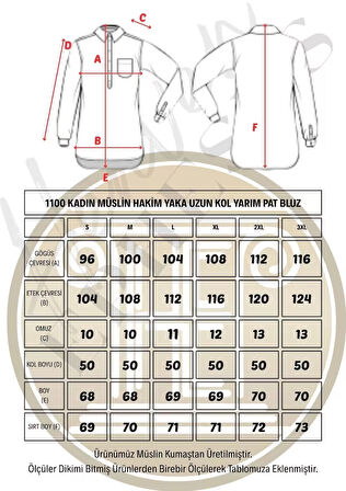 Müslin Hakim Yaka U.Kol Bluz -1100
