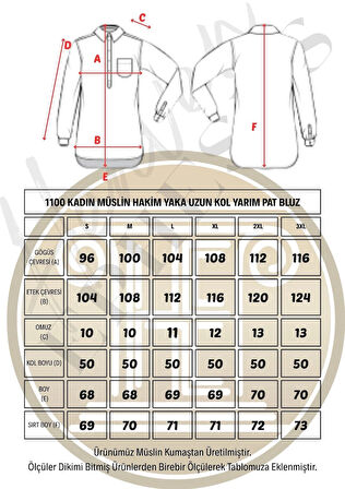 Müslin Hakim Yaka U.Kol Bluz -1100