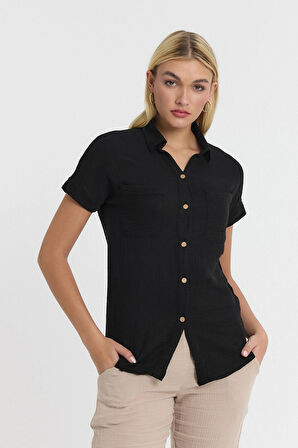 Müslin Yakalı Kısa Kol Gömlek -1140