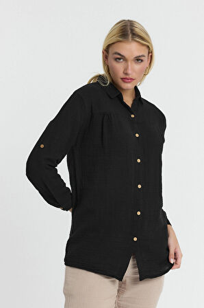 Müslin Yakalı Uzun Kol Gömlek -1150