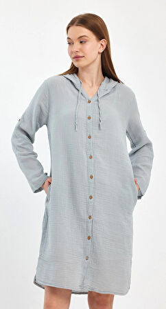 Müslin Kapşonlu Tunik -1050