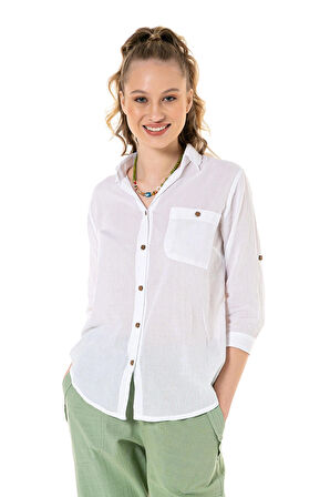 Vual Yakalı Uzun Kol Gömlek -1570