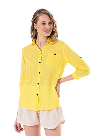 Vual Yakalı Uzun Kol Gömlek -1570