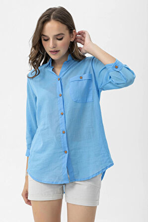 Vual Yakalı Uzun Kol Gömlek -1570