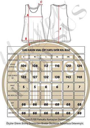 Vual Çift Katlı Sıfır Kol Bluz -1580