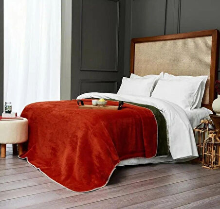 Çift Kişilik Düz Pamuklu Battaniye çift taraflı  200 x 220