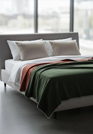 Çift Kişilik Düz Pamuklu Battaniye çift taraflı  200 x 220