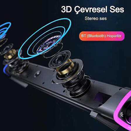 Bluetooth Hoparlör V8 Soundbar Güçlü Bas Kablolu TV Bilgisayar Uyumlu 6W