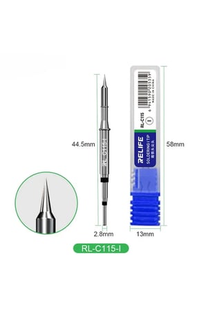 Relife RL-C115-I Süper İnce İğne Tip Entegre Havya Ucu – T115 Profesyonel Nano Lehimleme Kartuş Ucu