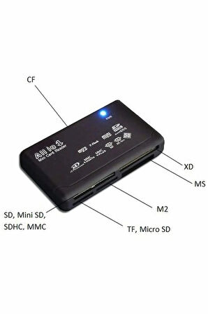 Çoklu Kart Okuyucu Compact Tf Micro Sd Mmc M2 Ms Xd Sdhc Kartlar