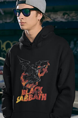 Tasarım Black Sabbath Baskılı Unisex Oversize Rock Metal Hoodie