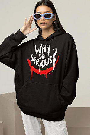 Why So Serious ? Joker Gülen Surat Baskılı Unisex Oversize Hoodie