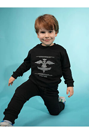 Hun İmpartorluğu Legolu %100 Pamuklu  Siyah Çocuk Eşofman Takımı