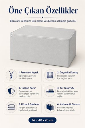 Hurç Baza Altı Fermuarlı Hurç Yorgan Kıyafet Saklama Organizer 1 Adet