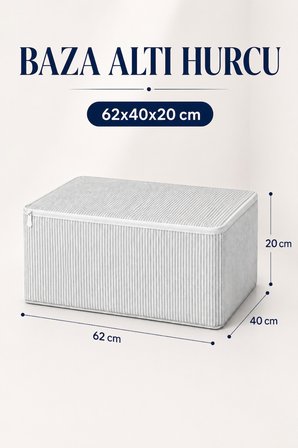 Hurç Seti Fermuarlı Çizgili Baza Altı Hurcu Yorgan Battaniye Kıyafet Saklama Organizeri 6'lı
