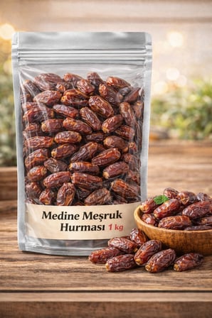 Meşruk Medine Hurması Premium Kalite Taze Yumuşak Kilitli Paket 1 kg