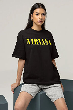 Nirvana Müzik Grubu Baskılı Unisex Oversize Rock Metal Tişört