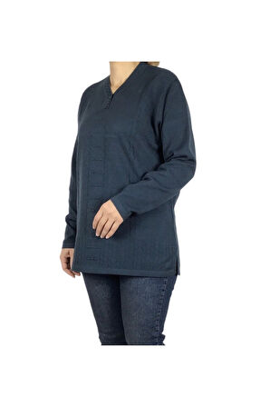 KADIN VYAKA KAPALI ÜÇ DÜĞMELI KALIN KIŞLIK ANNE BLUZ