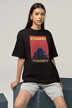 The Weekend Starboy Albüm Baskılı Unisex Tişört, Oversize Rapper Rap Tişört