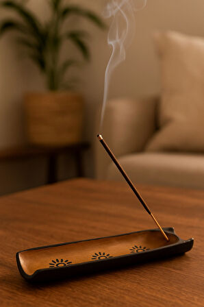 Dekoratif Seramik Tütsülük / Ceramic Incense Holder - Güneş Desenli & Estetik Tasarım