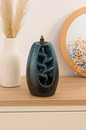 Yeşil Seramik Şelale Tütsülük / Green Ceramic Waterfall Backflow Incense Burner