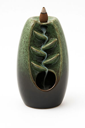 Yeşil Seramik Şelale Tütsülük / Green Ceramic Waterfall Backflow Incense Burner