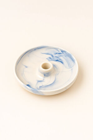 Mavi Mermer Desenli Seramik Tütsülük | Blue Marble Pattern Holder | Palo Santo-Sandal-Öd